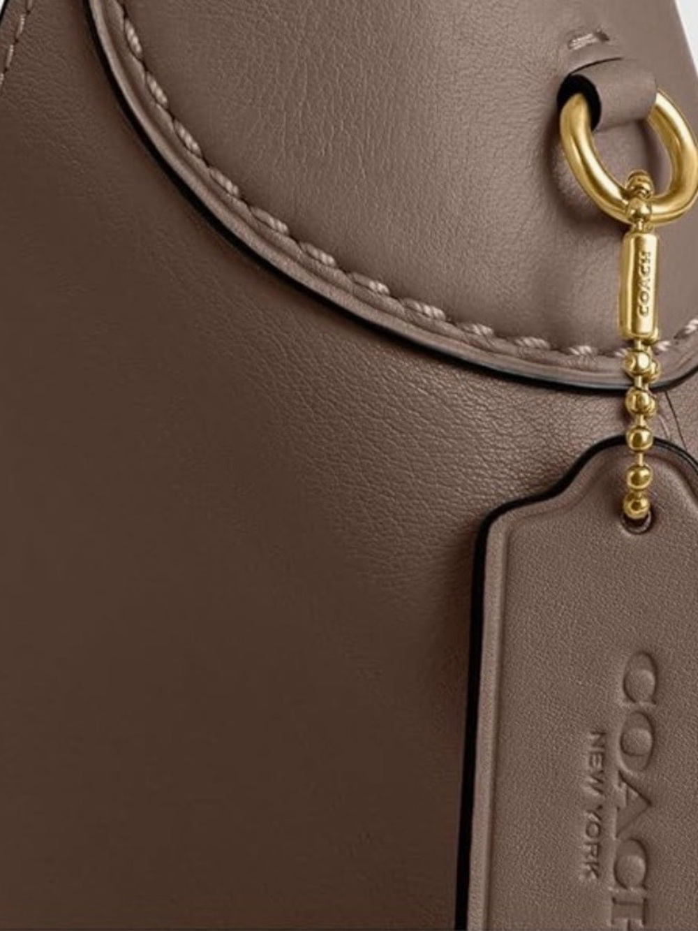 Coach Brown Pebbled Leather Shoulder Bag - Picture 5 of 9